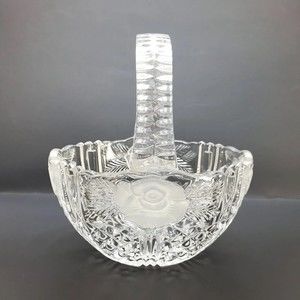 Vintage Dorsett Frosted Rose Crystal Glass Basket